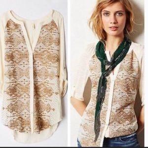 Anthropologie Tiny Eden Shimmer button down size XS
